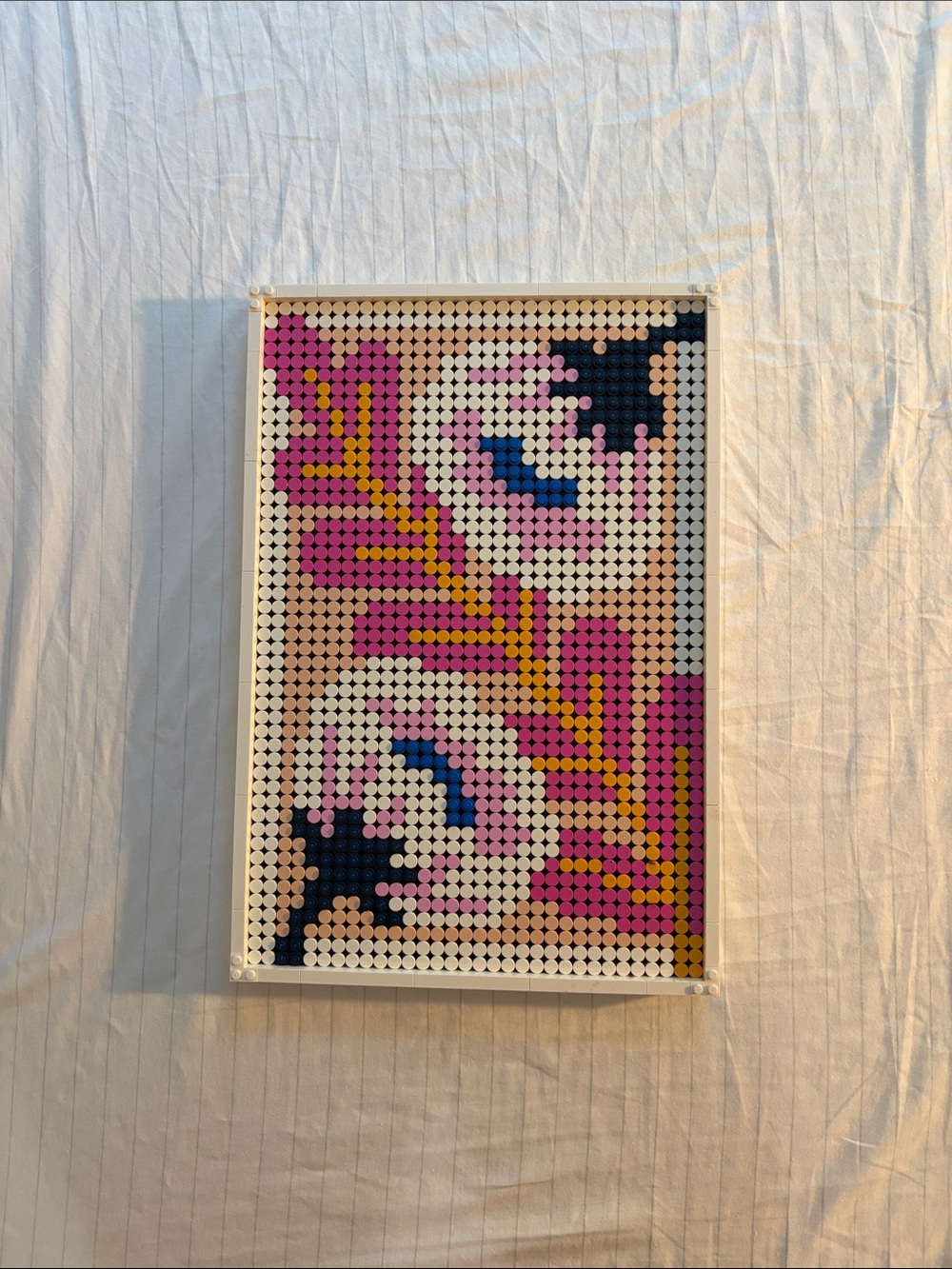 Lego Floral Mosaic Panel - Pink, White, Blue, Yellow & Black